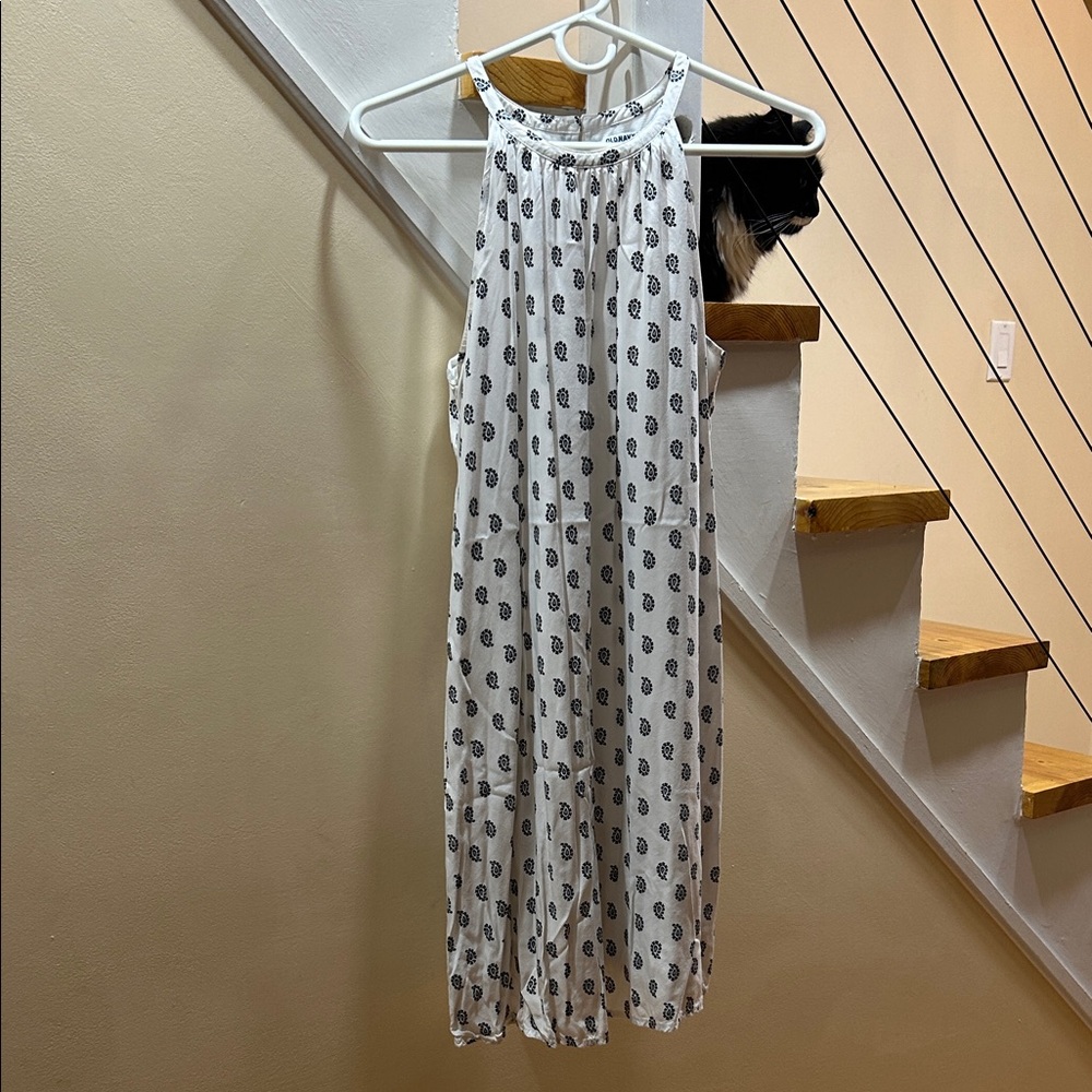 Old Navy White and Black Halter Midi Dress
